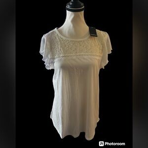 Torrid Super Soft Crew Neck Lace Inset Top